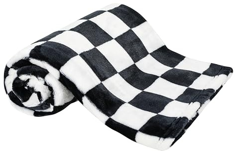 JJYAYA Checkered Baby Blanket for Girls Boys Soft Fleece Fluffy Fuzzy Chessboard Grid Toddler Blanket for Kids Lightweight Bed Blanket for Toddlers Infant or Newborn Decor for Home, 30*40, Black