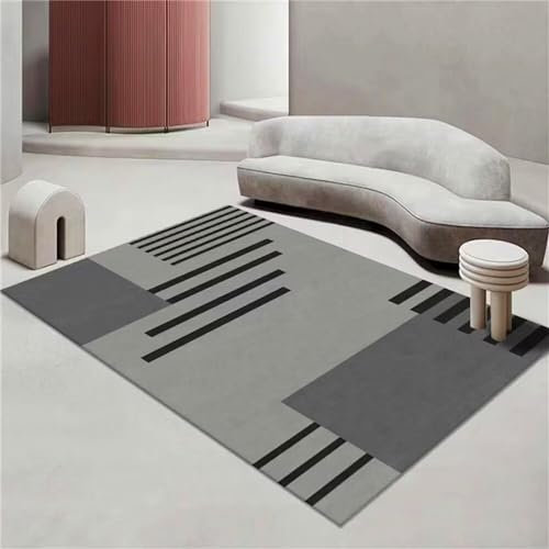 RUGMRZ Carpets Bettvorleger Waschbar Grauer Teppich minimalistisches Design rechteckige Schlafzimmer Zubehör kann angepasst Werden Teppich Hell 160X230CM