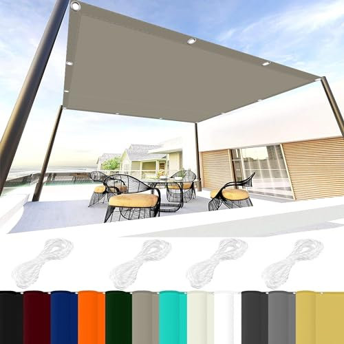 Sonnensegel Quadratisch 1.8 x 5 m 98% UV Schutz Sonnensegel Befestigen Ohne Bohren mit Ösen Und Kordel,Ohne Bohren für Balkon Terrasse Garten Camping, Khaki