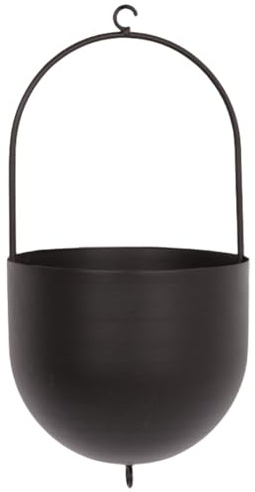 Kexpery Metall Hängende Pflanzkörbe Kreative Hängende Pflanztöpfe Minimalistischer Pflanztopf Container für Indoor Outdoor Garten Balkon (Schwarz S)