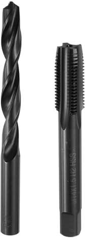 QUARKZMAN Ensemble de Tarauds et de Forets Métriques Outils de Filetage | en Oxyde Noir HSS6542, 1Pcs Taraud à Cannelure Droite M14 x 1,5, 1Pcs Foret Hélicoïdal de 12,5 mm