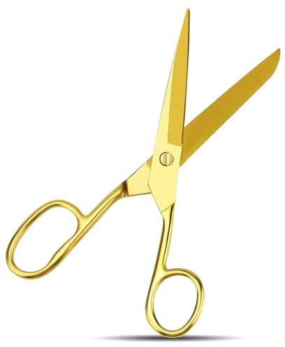 Gold Scissors for Office Multipurpose Stylish: 7 inch - Comfort Grip - Stainless Steel - Scissors with Home - School - for Cutting Paper - Open Envelopes - Cut Tape (Gold Scissors for Office)