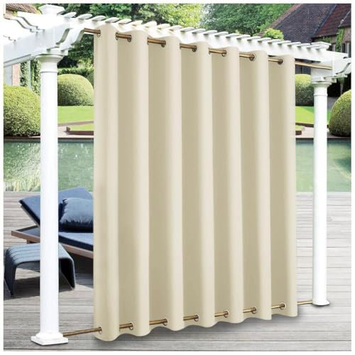 BPWXINL Outdoor Vorhänge Sonnenschutz, Outdoor Vorhang Wetterfest mit Ösen Oben und Unten, Outdoor Gardinen Wasserdicht Windschutz Blickdicht für Pavillon, 1 Stück, Yellow-254 * 274cm