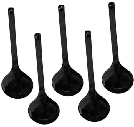 Mikinona Cucharas De Sopa Estilo Japonés Textura Caparazón De Tortuga, Mango Largo, Color Negro, Set De 5 Unidades, Para Hot Pot Saborizado y Ramen, Uso Doméstico y Restaurante