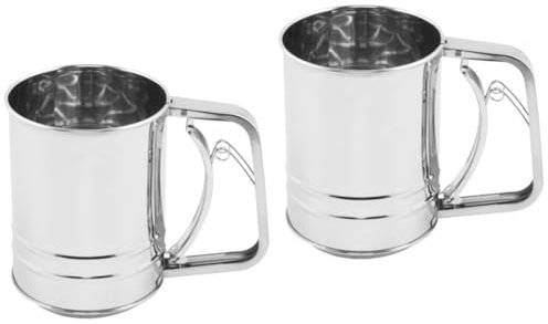 Amosfun 2 Piezas Colador De Tamizado Amante del Café Colador De Harina Taza De para Hornear De Harina Redondo De Manivela Ayudante De Cocina De Pastel Cedazo