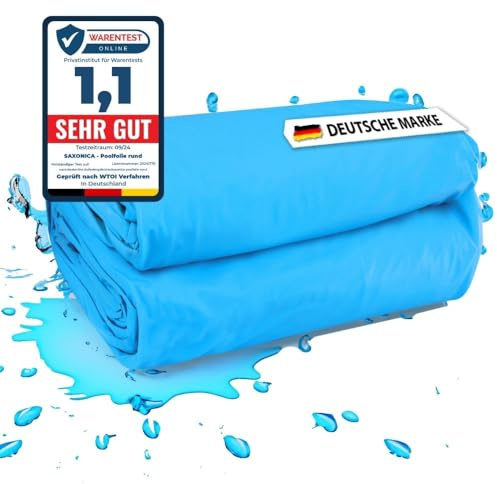 SAXONICA Poolfolie SonaLiner Rund für Rundpool in verschiedenen Größen und Farben geeignet für Stahlwand Rundbecken (blau, Ø 460 x 120 cm | 0.5 mm | Ohne Biese)