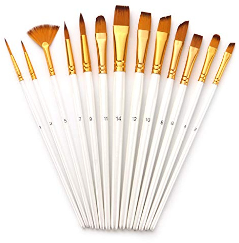 13pcs Nylon Hair Wooden Handle Watercolor Paint Brush Pen Set for Oil Acrylic Painting Art Paint Brushes Supplies