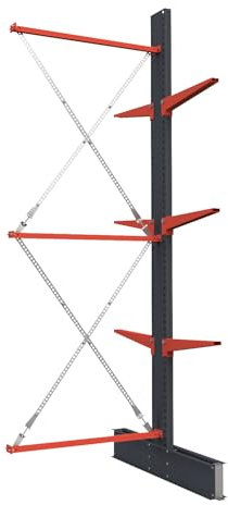 kaiserkraft | Kragarmregal Attillo schwer | doppelseitig | HxB 3500 x 2000 mm | Kragarm 600 mm | Anbauregal