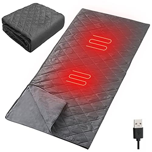 Miuxe Doublure De Sac De Couchage Chauffant d'hiver, Coussin De Sac De Couchage Chauffant Électrique USB, Chauffage De Camping, Coussin De Couchage Isolé Léger 3 Saisons avec Sac De Compression