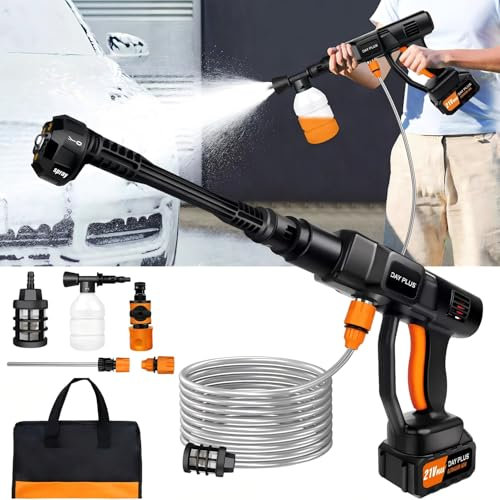 Cordless Pressure Washer, 350W Max 45 BAR Portable Power Washer Cleaner 3.0 Ah Battery Powered High Pressure 652PSI Car Wash Device for Washing Cars, Watering Flowers, Cleaning Floors (1 Battery)