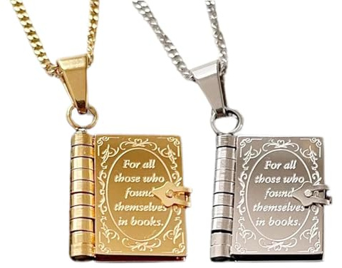 ccuzs Book Lover Necklace, Creative Jewelry, Elegant Charming Unique, Tiny Book Pendant, Creative Multi Layered Openable Book Pendant Jewelry for Women with Charming Literary Design, 53,3 x 1,6 x 1,6