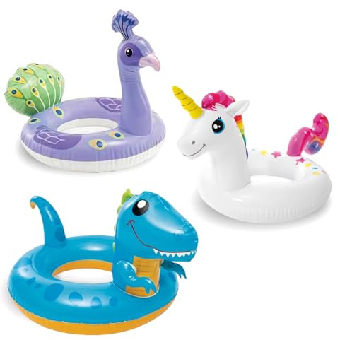 Schwimmring für kinder 2-8 Jahre,3Pcs Dicke PVC Aufblasbar Schwimmreifen Tierform Cartoon Wasserspielring,Pool Schwimmen Ring für Jungen Mädchen Sommer Schwimmbad Wasser Outdoor Spielzeug PartyZubehör