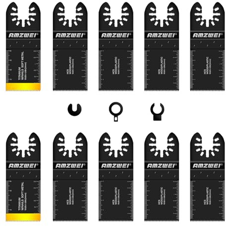 10 Pcs Multi Tool Blades Titanium Multitool Blades for Wood Plastics Metal | Universal Oscillating Multitool, HCS & Titanium Multi Tool Accessories Compatible with Dewalt, Boach,Milwaukee, Makita, Ryobi