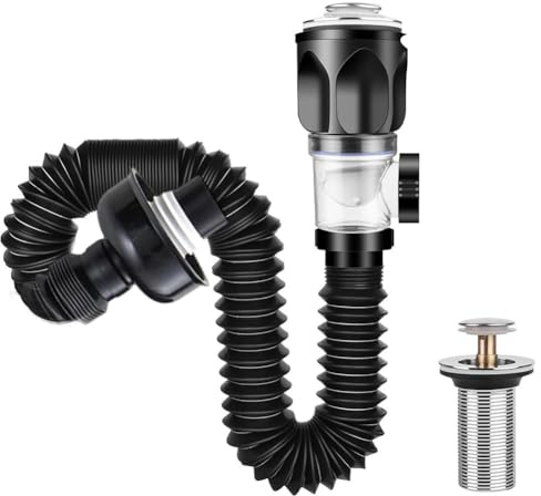 JoyousMall Drain Sink Set for Bathroom Sink, Pop-Up Drain Valve with Drain Fitting Siphon Washbasin Drain Fitting, Odorpoof and Leakproof