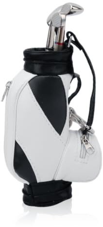 HERCHR Desktop Golf Bag, Desk Decoration Mini Golf Pen Holder with 3 Ballpoint Pens and Bag Home Office Decor Gadgets for Golfer Friends Fans (Black)