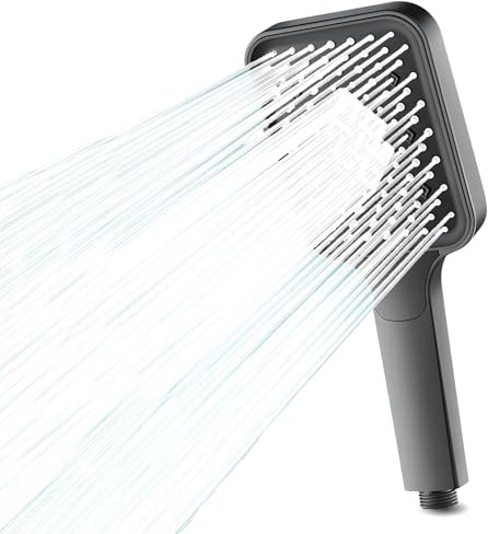 Jicyor Alcachofa de ducha de alta presión, color negro con 4 tipos de chorro, aumenta la presión del agua, hace que el baño sea más cómodo