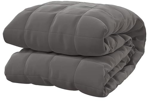Eleganz Gewichtsdecke Grau 155x220 cm 7 kg - Schwere Decke für besseren Schlaf, atmungsaktiv & stressreduzierend - Bettbezug für Erwachsene