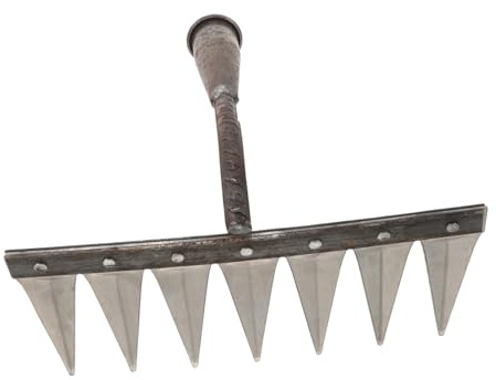GARIOUANS Rastrello da Piantagione Manuale Piccolo in Metallo, Attrezzo da Giardino per Aiuole e Arbusti, Resistente All’usura per Dissodare e Rimuovere Erbacce Profonde in Orto e Giardino