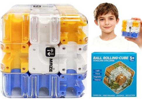 Large Labyrinth 3D Puzzl Maze Cube, 3D Labyrinth Kugel Komplexes Puzzle Mit Rollenden Kugeln, Kugellabyrinth Zauberwürfel Spielzeug Interaktives Würfel Lernspielzeug Für Klassenpartys (C)