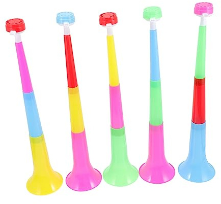 SOPOTUTU 5 pezzi Trombetta Giocattolo Plastica Tromba Colorata per Strumenti Musicali Rumorosi per Feste e Eventi Sportivi Accessori per Tifo e Animazione