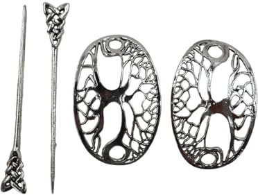Voyoo 2-pack vikingakeltiska hårspännen – silvermetalllegering livets träd medeltida hårspännen för kvinnor, halsduk och tröja