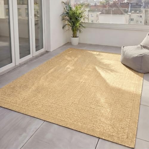 benuta Basic In- & Outdoor Teppich Wohnzimmer Iowa - Beige 200x300 cm - Boho Jute-Look wetterfest für Balkon, Terrasse - Schlafzimmer, Küchenteppich & Wohnzimmerteppich - Strapazierfähig & Robust