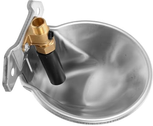 FRCOLOR Automatic Horse Waterer Stainless Steel Splash-Proof Water Bowl Smooth Surface for Large Farm Animals Bite-Resistant