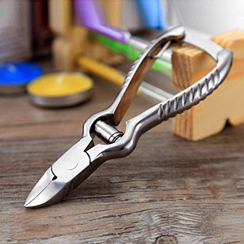 Toenail Clippers for Thick Nails/Nail Nipper, Surgical Steel Grade, Brushed Stainless Steel, 5 Long Podiatrist Tool