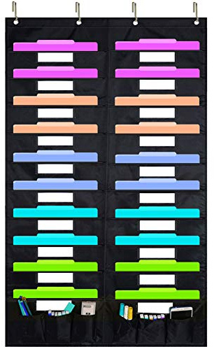 EAMAY Hängeregistratur-Organizer, Wandmontage, 20 Taschen und 6 Lernwerkzeuge, Wandordner, Bürobedarf, Dokumenten-Organizer, Taschen-Diagramm für Büros, Klassenzimmer oder Zuhause