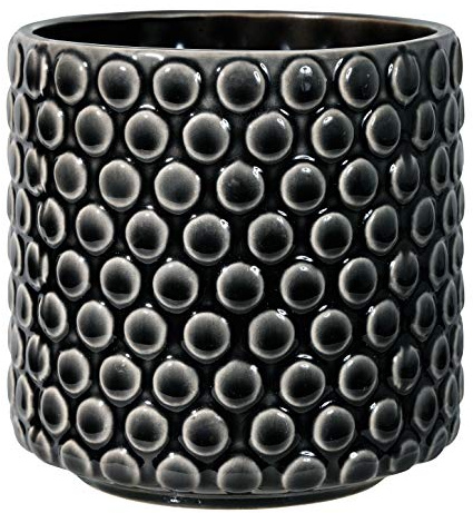 Bloomingville Blumentopf Dot - Dekorative Blumentöpfe für den Innenbereich, Retro-Stil, kreativ, S (12,5 cm Ø), Schwarz, Keramik