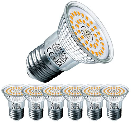 EACLL E27 LED Warmweiss 6.5W Ersetzt 100W Halogen Glühlampe, 6er-Pack. 770 Lumen 3000K Leuchtmittel, AC 230V Flimmerfrei Energiesparlampe, Lichtwinkel 120° Strahler Nicht Dimmbar Kürzer Reflektorlampe