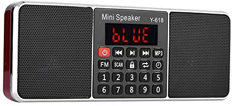 Radio FM, radio FM stéréo 87,5-108 MHz avec affichage LED Appel mains libres Batterie rechargeable Transistor Radio PW Mémoire à découper Lecteur MP3 Radio Réduction du bruit USB/TF/AUX Radio FM(红色)