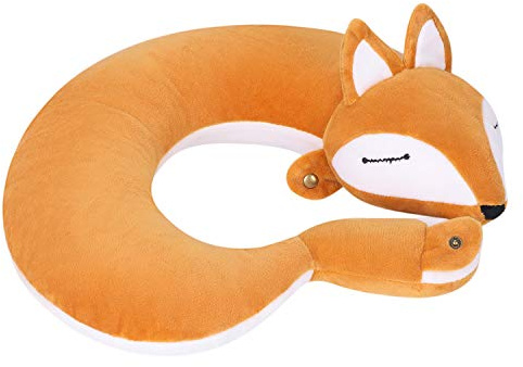 Coussin Cervical Soutien Oreillers de Voyage Enfant Animal Renard Dessin Animé Mignon Oreiller U Forme Ergonomique Adulte U-oreiller pour Sommeil Confortable Bureau pour Voyage Avion Voiture Repose