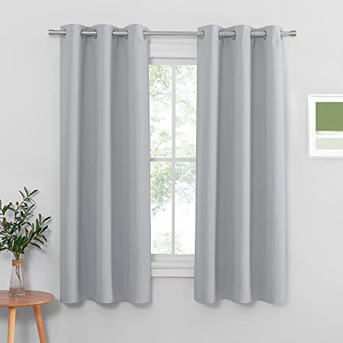 PONY DANCE Abdunklungsvorhänge Schlafzimmer Thermo Vorhang gegen Hitze | 2er Set, H158 x B106 cm, Silbergrau, Gardine Verdunkelung, Hitzeschutz, Sichtschutz, UV-Schutz, Kurz, Ösen, für Wohnzimmer