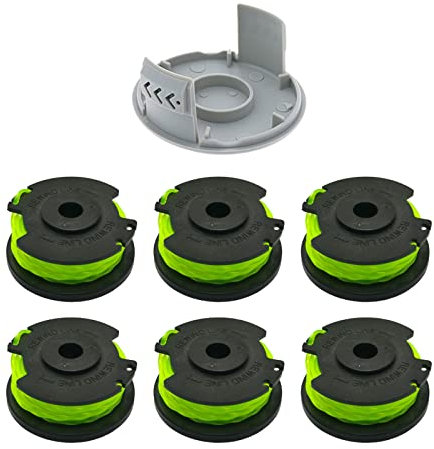 Bobine de fil de rechange pour débroussailleuse Ryobi RAC142 36 V, pour bobines sans fil RLT36B33 & RY36LT33A-0 (6 bobines + 1 capuchon)