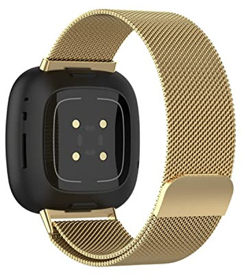 ZoRoll Armband Kompatibel mit Fitbit Versa 3 / Fitbit Sense, Edelstahl Ersatzarmband Mesh Metall Uhrenarmband Kompatibel mit Fitbit Versa 3 / Fitbit Sense - Gold