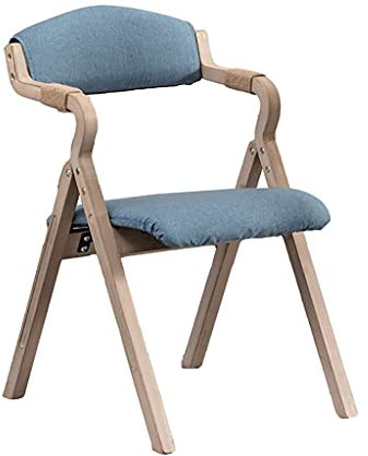 MEHWSUR Holzhocker Klappstuhl Schreibtisch Stuhl gepolsterte Essstuhl mit Rückenlehne, im Freien klappbare Strandstuhl, ergonomischer Holzdeck Stuhl Raststuhl Raststuhl (Color : Blauw)