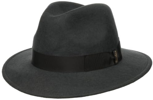 Borsalino Cappello in Lana Piemonte Traveller Donna/Uomo - Made Italy di Feltro con Nastro Grosgrain, Grosgrain Autunno/Inverno Inverno - 58 cm Grigio Scuro