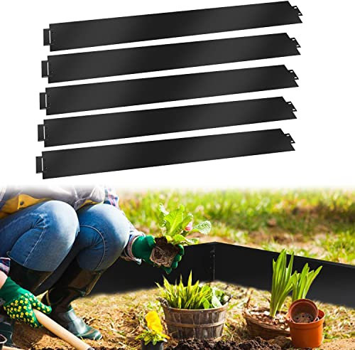 Herrselsam Rasenkante verzinkt Metall 5m 10m 15m 20m 25m 30m 35m 40m 45m 50m 100x15cm Beeteinfassung Beetumrandung Mähkante Metall Palisade, Schwarz(Länge 5m - Höhe 15cm)