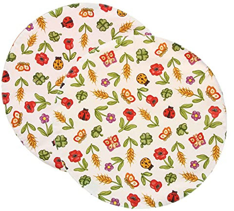 THUN, Set di 2 Sottopiatti in 100% Cotone Ricamato, Linea Estate Fantastica, Ø 40 cm