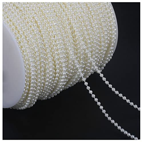 SHTGOI 10m/Rolle 3mm Perlengirlande Künstliche Perlen Kette Perlenkette Perlenband Angelschnur Kunstperlen Girlande für DIY Vorhang Haarschmuck Hochzeit Party Brautstrauß Tisch Deko 1#