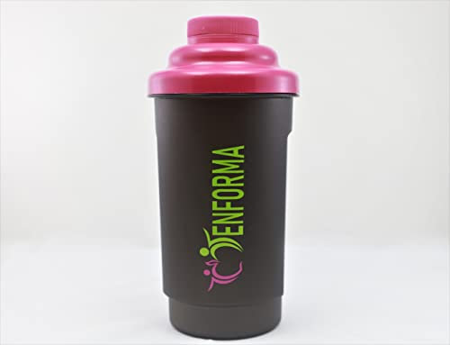 Enforma Life | Coctelera con tamificador | Bebidas protéicas ditéticas e isotónicas | Impresión a dos caras | Tapón Magenta | Libre de BPA y Ftalatos | 600ml