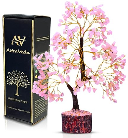 AstraVeda Rose Quartz Crystal Tree, Tree of Life, Chakra Tree, Feng Shui Tree, Positive Energy Tree, Meditation Gift, Crystals and Stones, Spiritual Items, 300 Beads