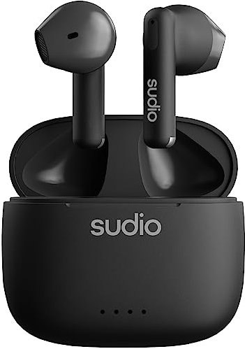 Sudio A1 Noir de Minuit Écouteurs avec Bluetooth, Touch Control avec Station de Charge compacte sans Fil IPX4, écouteurs Silencieux avec Microphone intégré, Son Cristal de qualité supérieure