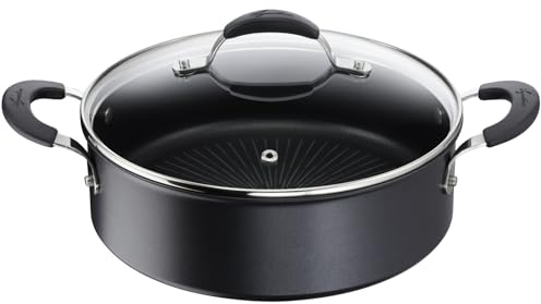 Lagostina Tempra, Casserole Basse 26cm avec Couvercle, Revêtement Antiadhésif en Titane Anti-rayures et Fond en Acier Inox, Manches Rivetés, pour Toutes les Sources de Chaleur Compris l'Induction