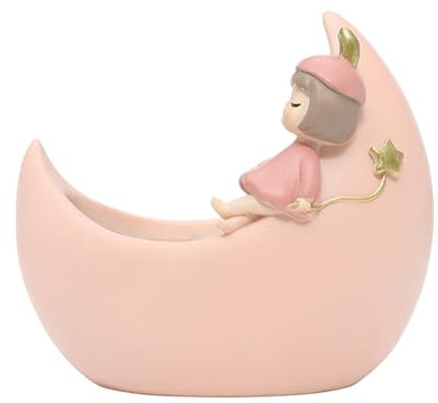 ESTINTENG Pot de fleurs en résine paysage miniature horticole créatif dessin animé fille mignonne maison dessus de table pot de fleurs succulentes pot de fleur lune poudre