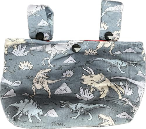Lenkertasche/Lenkradtasche für Kinder und verschiedene Fahrzeuge wie Fahrrad, Roller, Laufrad oder Puky (Dinos grau)