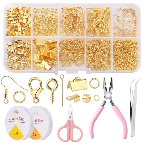 Samulee 710 Stück Schmuckherstellung Set, Jewelry Making Kit für Anfänger | Schmuck Selbst Machen Set, Kettenverschluss Set von Ohrringen Armband Halskette DIY, Set zum Selber Machen für Erwachsene
