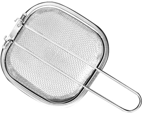 STOBAZA Cesta Para Freír De Malla Plegable De Acero Inoxidable Con Mango Resistente Colador De Aceite Para Patatas Fritas Alitas Y Bocadillos Cocina 11.14X4.44X4.44In