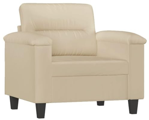 vidaXL Sessel, Sofa Relaxsessel mit gepolstertem Sitz Armlehnen, Fernsehsessel Loungesessel mit Metallgestell, Polstersessel Ruhesessel, Creme Mikrofasergewebe